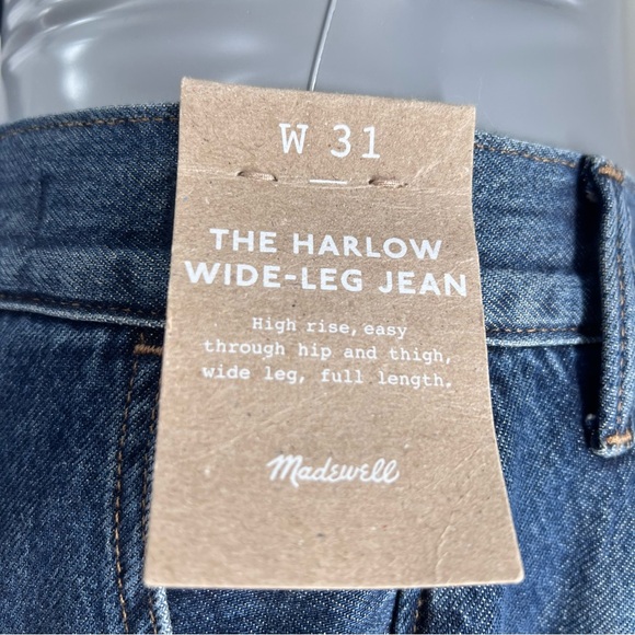 Madewell The Hallow Wide-Leg High Rise Pleat Front Dark Wash Blue Jeans-Size 31 - Picture 7 of 10